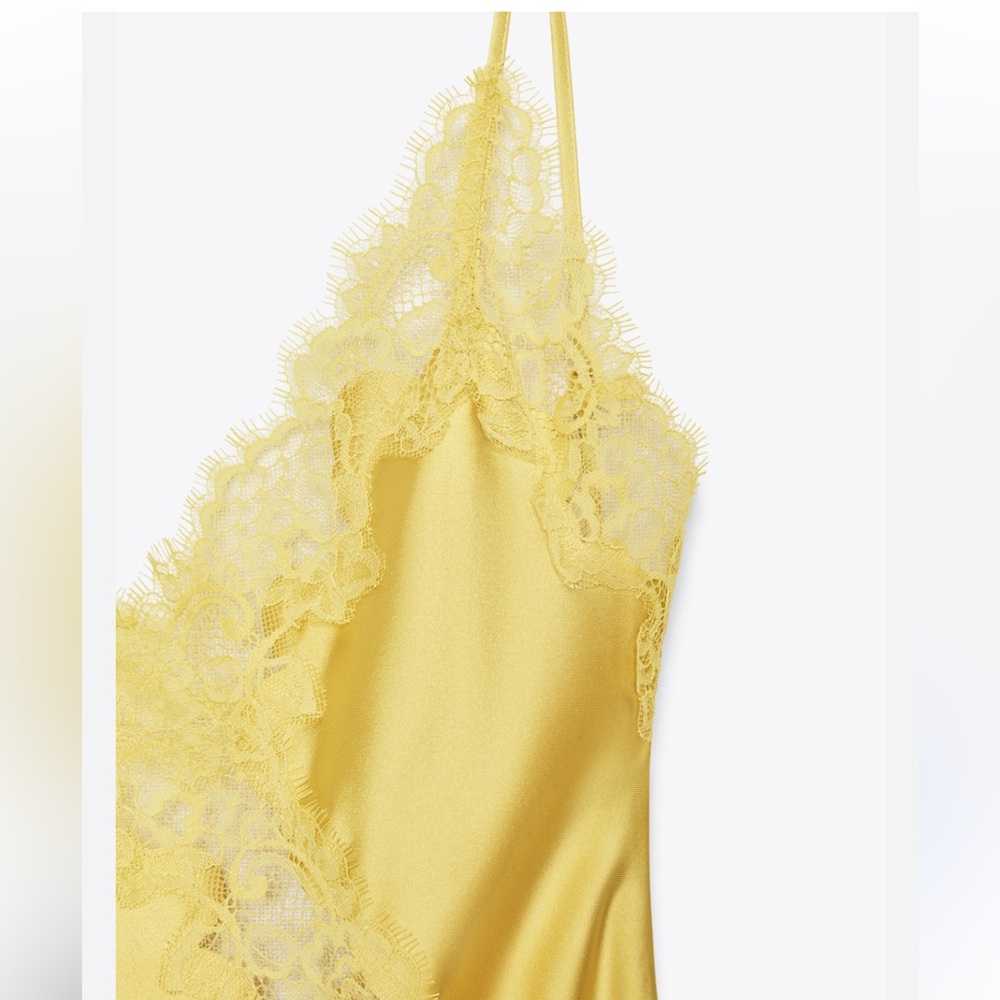 LAST CALL- dress to be donated
Zara Yellow Lace-Trim Satin Midi Dress NWOT - Picture 11 of 16